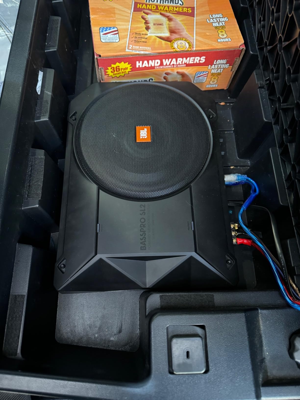 JBL BassPro SL 8-inch 125W RMS Powered Under-Seat Compact Subwoofer Enclosure System (250 watts RMS: 125 watts), Black customer photo 1