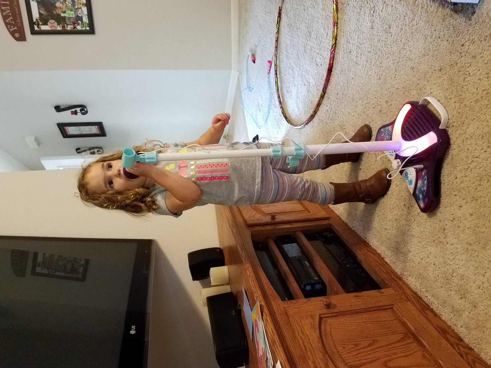 Little Pretender Kids Karaoke Machine, 2 Mics, Adjustable Stand & Lights customer photo 1