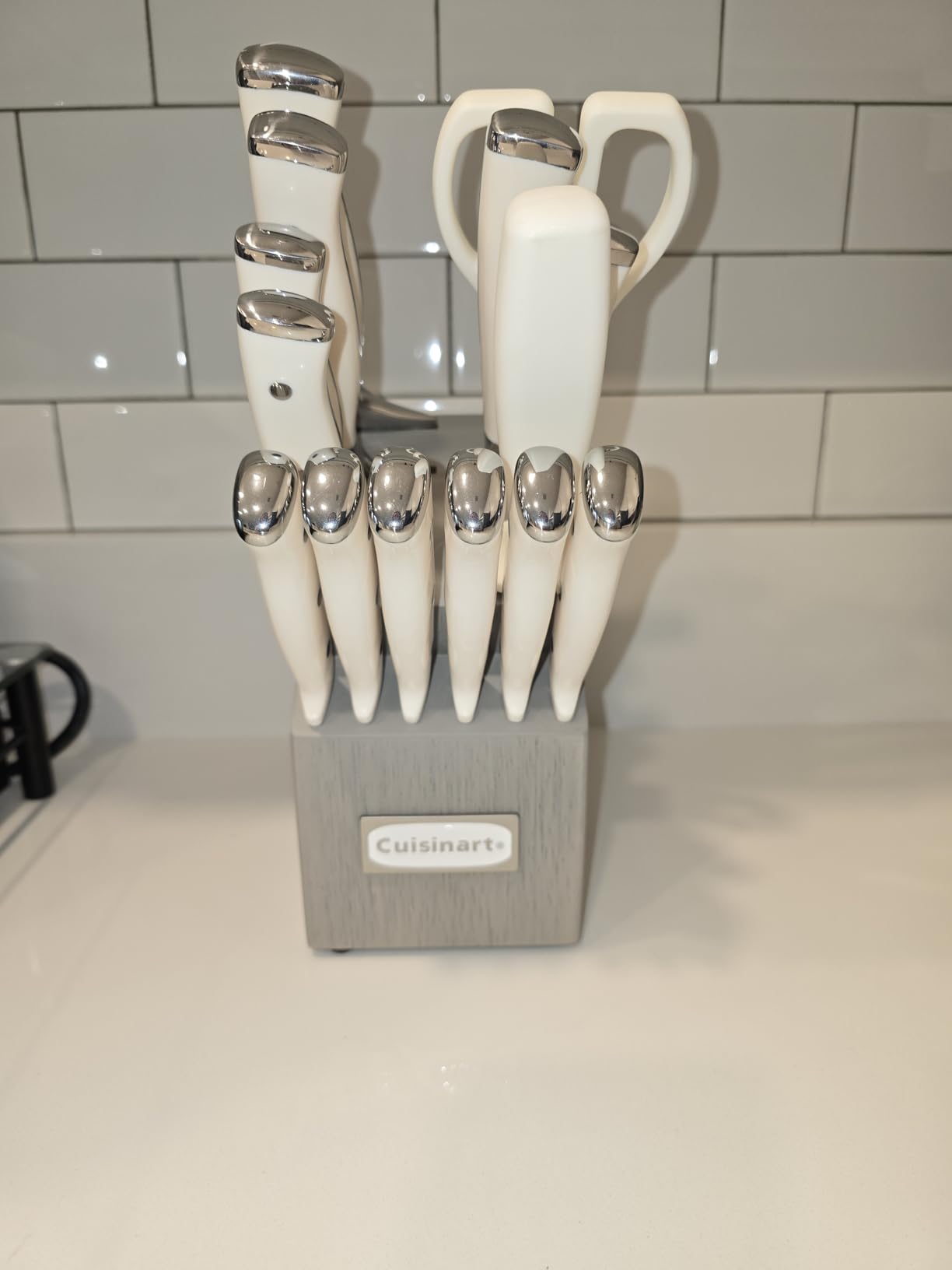 Cuisinart 15-Piece Knife Set with Block, High Carbon Stainless Steel, Forged Triple Rivet, White, C77WTR-15P customer photo 2