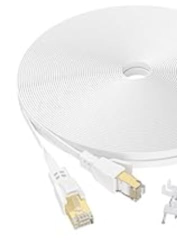 Jadaol Cat8 Ethernet Cable 25ft 40Gbps 2000MHz Flat S/FTP LAN Cable White customer photo 1
