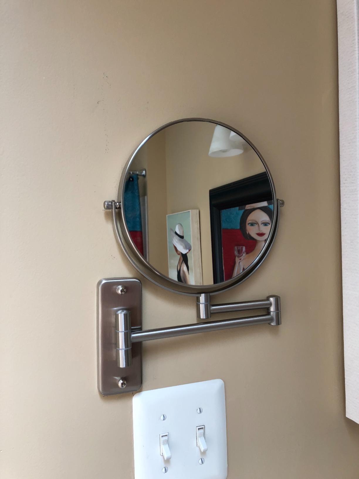 Wall Mounted Makeup Mirror - 1X/10X Magnifying Mirror Double Sided, 8 Inch Extendable Bathroom Mirror, Nickel Finish customer photo 2