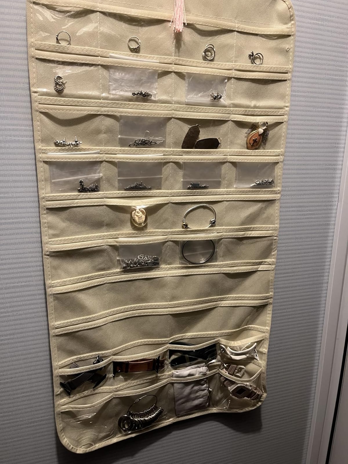 BB Brotrade Hanging Jewelry Organizer,Accessories Organizer,80 Pocket Organizer for Holding Jewelries(Beige) customer photo 1