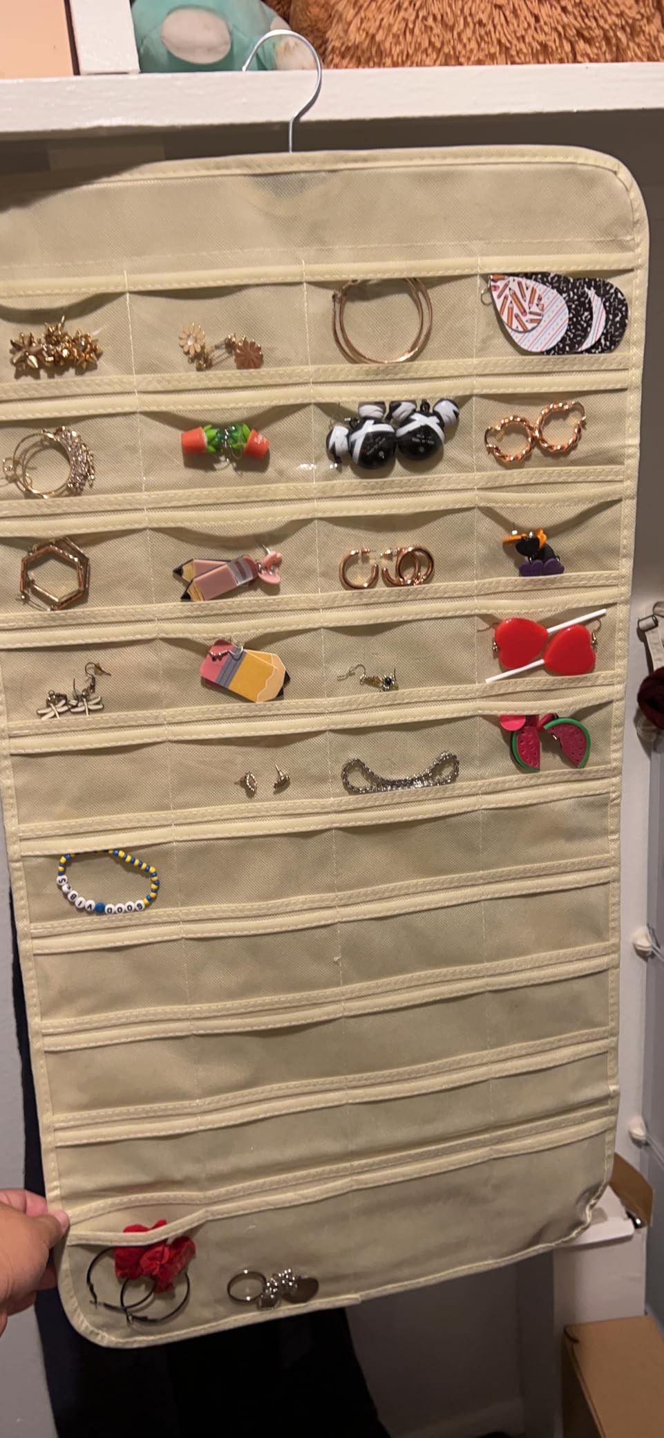 BB Brotrade Hanging Jewelry Organizer,Accessories Organizer,80 Pocket Organizer for Holding Jewelries(Beige) customer photo 2