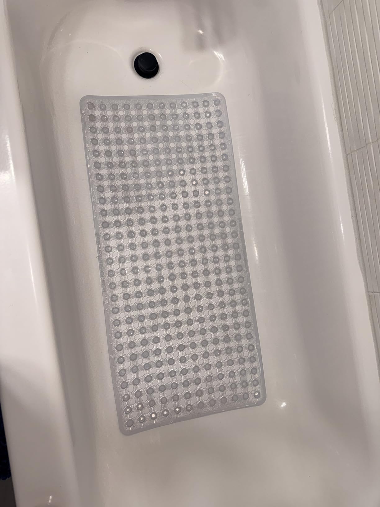 GORILLA GRIP Bath Tub Shower Mat, Bathtub Floor Liner, 35x16 Clear Blue customer photo 1