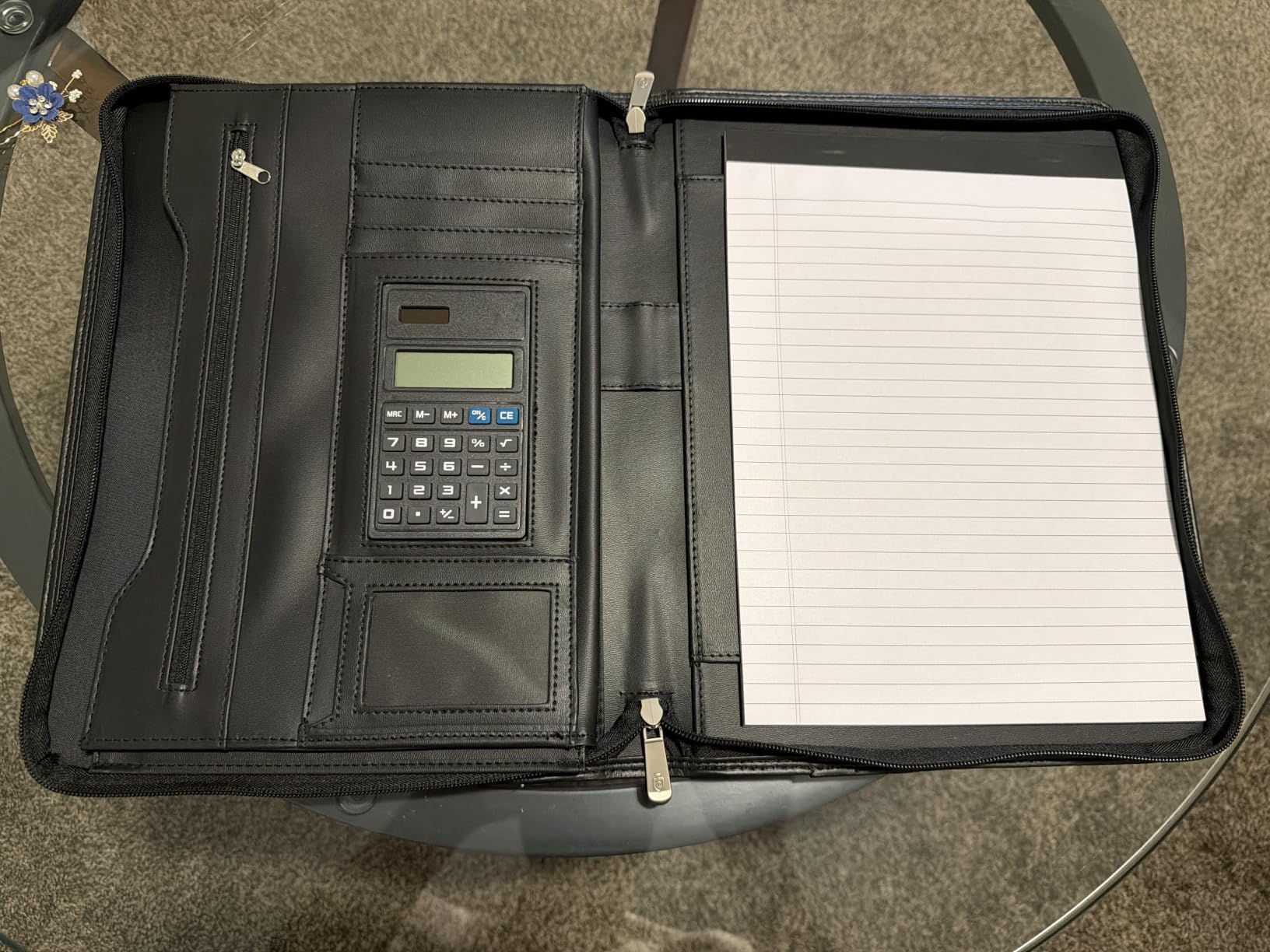 Cossini Premium Business Portfolio with Zipper – Padfolio - Superior Business Impressions Begin with PU Vegan Leather, 10.1 Inch Tablet Sleeve, Smart Storage, Solar Calculator, Writing Pad - Tan customer photo 2