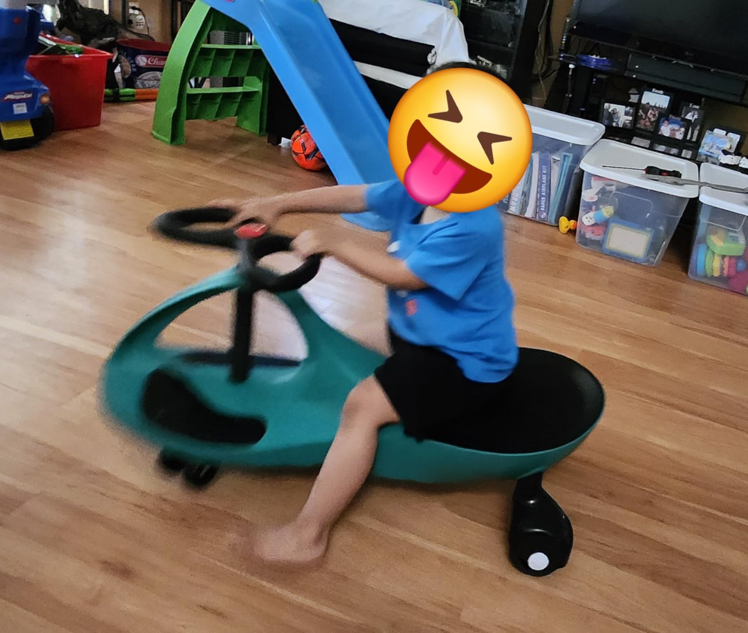 Wiggle Car - Ride on Toy for Ages 3 and Up - Toddler Ride on Toys with no Batteries, Gears, or Pedals Just Twist, Wiggle, and Go by Lil’ Rider (Blue and Orange) customer photo 1