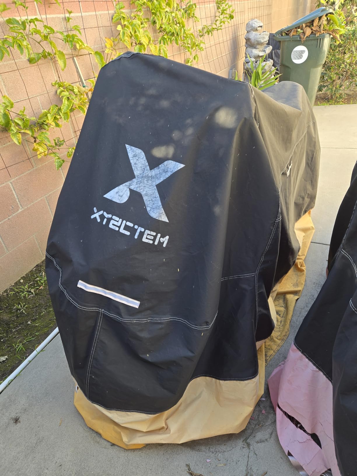 XYZCTEM Motorcycle Cover – All Season Waterproof Outdoor Protection | Fits up to 116 Inch Tour Bikes, Choppers and Cruisers – Protect Against Dust, Debris, Rain and Weather (Black& Orange) customer photo 1