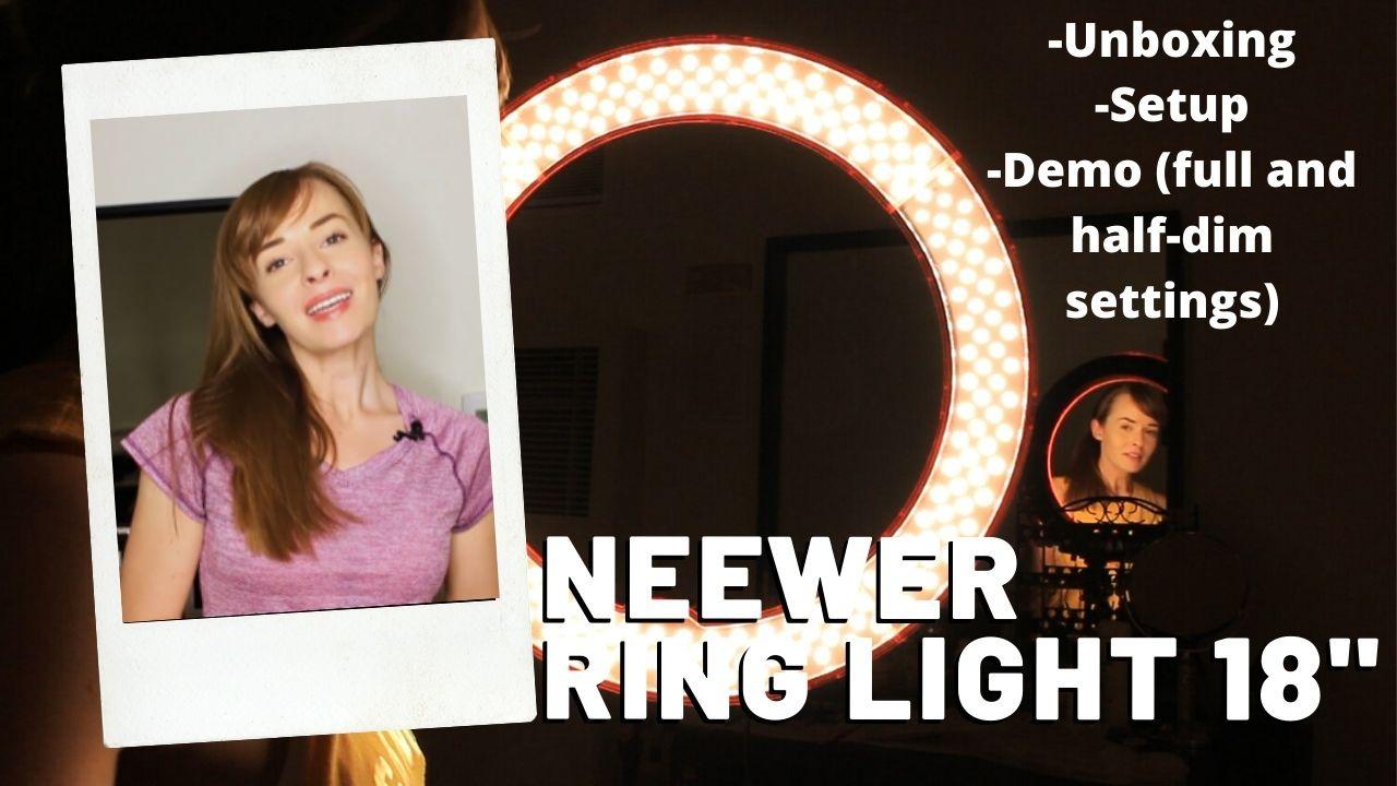 NEEWER Ring Light 18inch Kit: 55W 5600K Professional LED with Stand and Phone Holder, Soft Tube & Bag for Tattoo Lash Extension Barber Makeup Artist Studio Video Photography Lighting, RL-18 customer photo 1