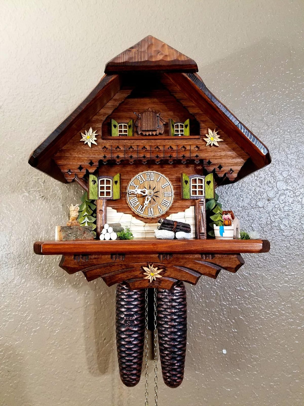 Cuckoo-Palace German Cuckoo Clock - Summer Meadow Chalet with 8-Day-Movement - 13 1/3 inches Height customer photo 2