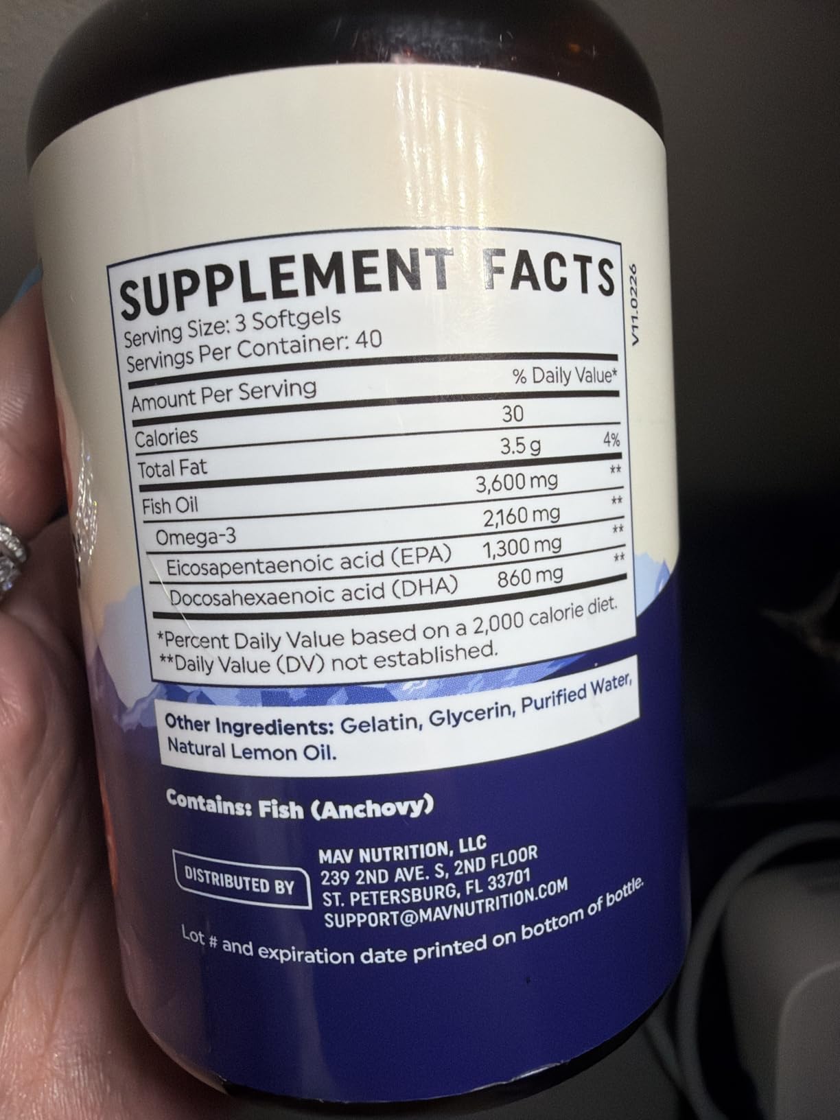 Triple Strength Omega 3 Fish Oil 3600 mg, EPA & DHA, Over 2100mg Omega-3 customer photo 2