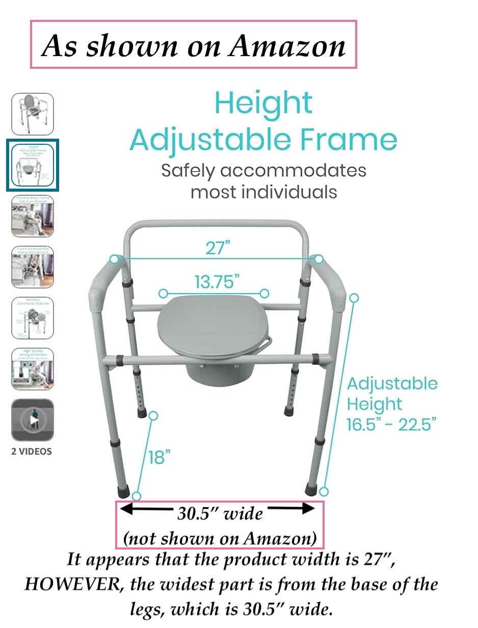 Vive Bariatric Bedside 3-in-1 Commode 500 lb Capacity - Portable Folding customer photo 2