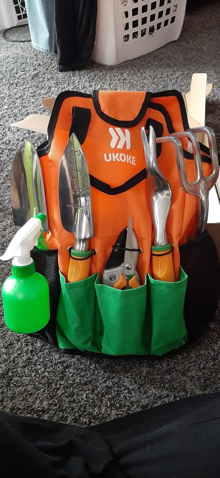 UKOKE Garden Tool Set, 12 Piece Aluminum Hand Tool Kit, Garden Canvas Apron with Storage Pocket, Outdoor Tool, Heavy Duty Gardening Work Set with Ergonomic Handle, Gardening Tools for women men customer photo 2