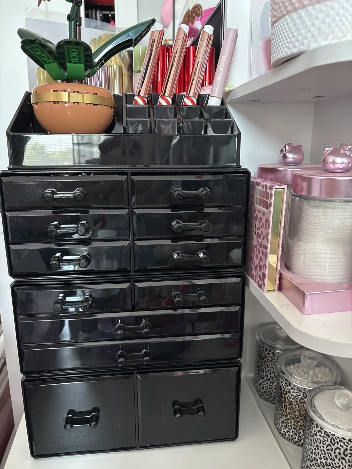 Readaeer Makeup Cosmetic Organizer Storage Drawers Display Boxes Case with 12 Drawers (Black) customer photo 1