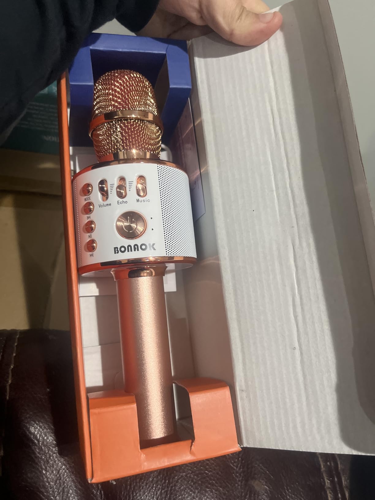 BONAOK Wireless Bluetooth Karaoke Microphone,3-in-1 Portable Handheld Karaoke Mic Speaker Machine Home Party Birthday for All Smartphones PC(Q37 Rose Gold) | Bluetooth 5.0, Echo Mode,Built-in Speaker, SD Card, for iPhone iPad, Handheld,Home Karaoke,Party,Gifts customer photo 2