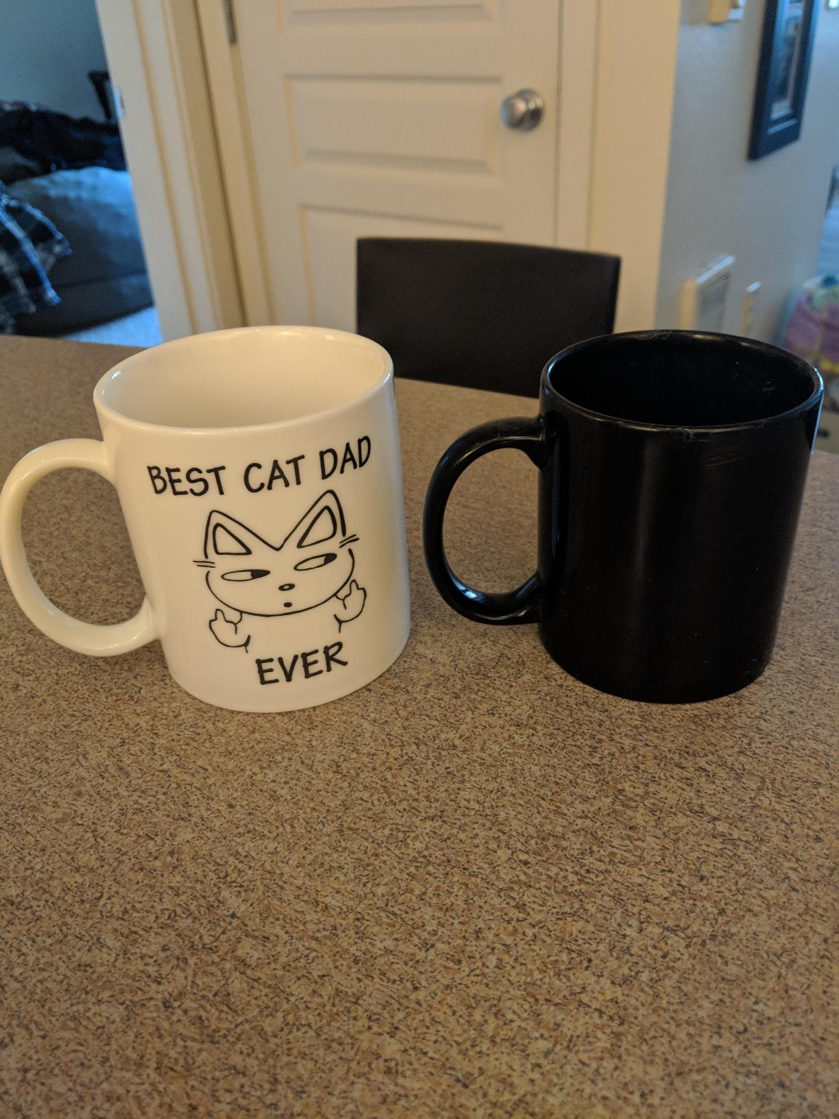 MAUAG Best Cat Dad Ever 11 Oz Ceramic Letter Print Modern Casual Funny Cat Lovers Coffee Mug customer photo 2
