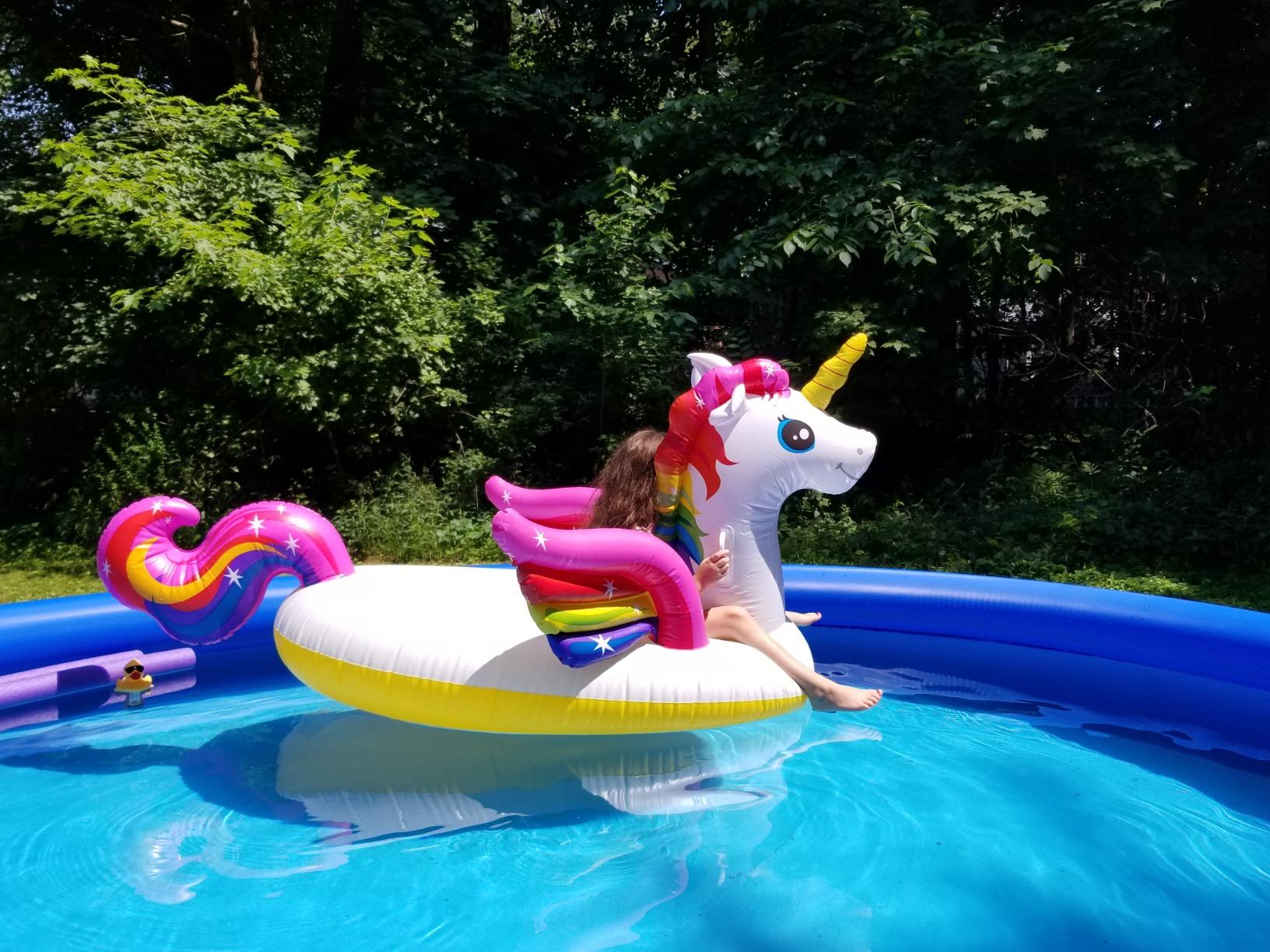 INTEX Enchanted Unicorn Inflatable Pool Float: Animal Pool Toy for Kids – 2 Heavy-Duty Handles – 88lb Weight Capacity – 89