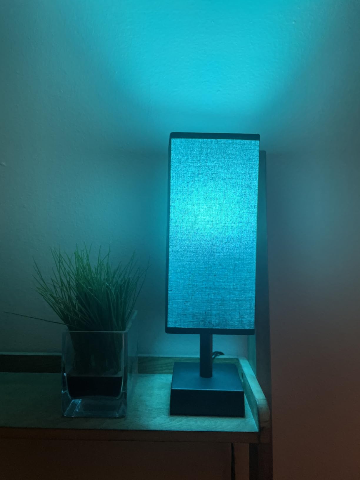 aooshine Small Bedside Table Lamp for Bedroom - Square Cream Fabric Shade customer photo 2