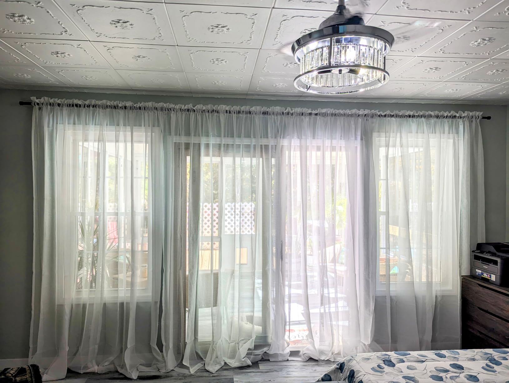 Dreaming Casa Rod Pocket Solid Sheer Curtains, White, 100
