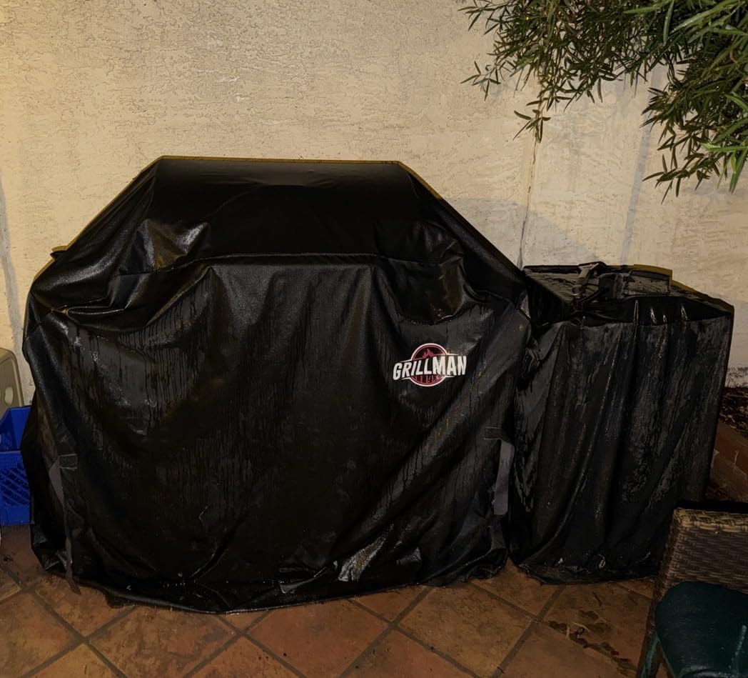Grillman Grill Cover, BBQ Outdoor Grill Covers, Charcoal, Gas Grills, Waterproof, Rip-Proof, Weather-Resistant, Anti-UV, Barbecue Cover for Weber, Genesis, Charbroil, Nexgrill, etc (Black, 58 Inch) customer photo 1