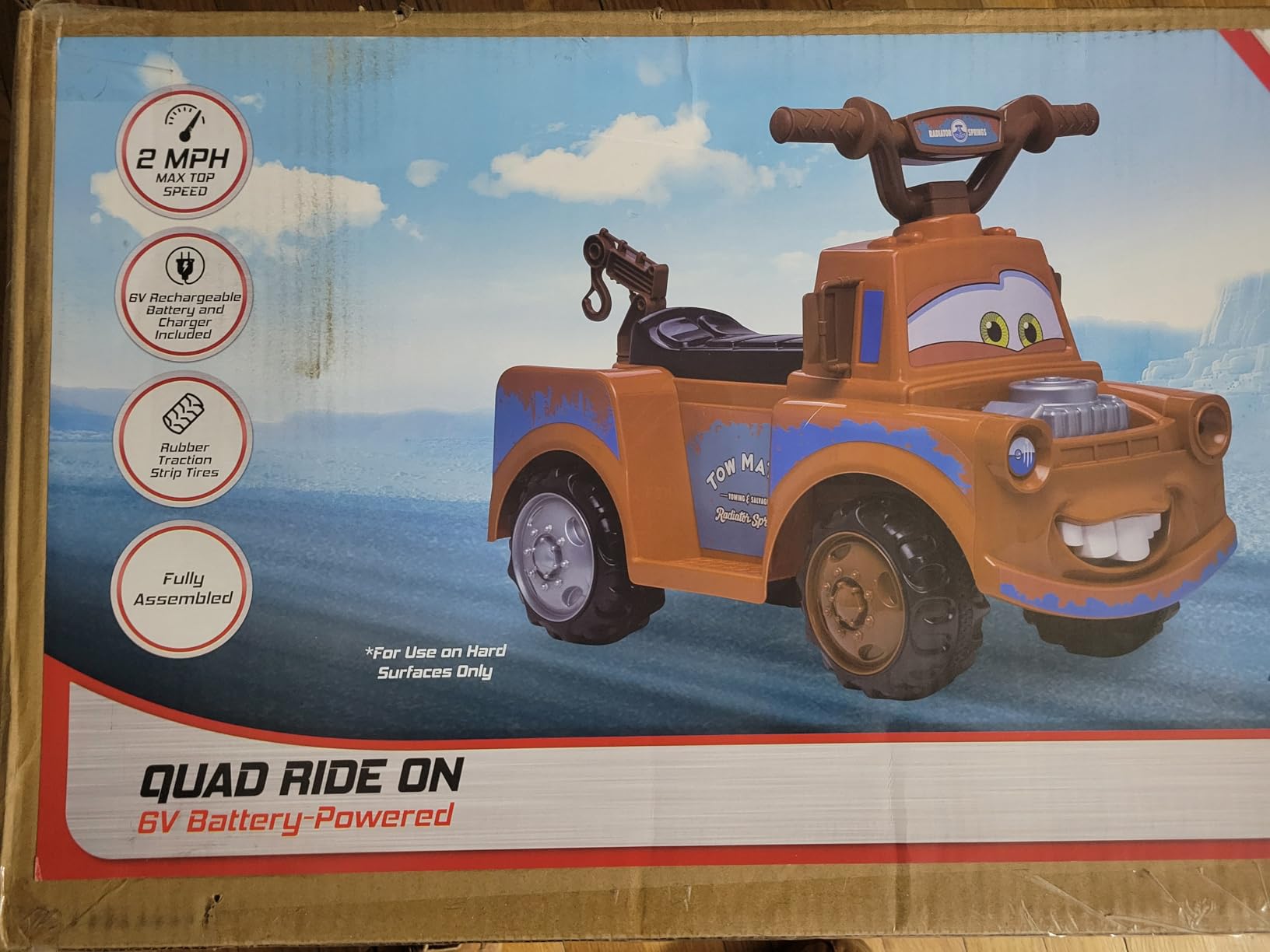 Kid Trax Toddler Disney Cars 3 Tow-Mater Electric Quad Ride-On, Kids 1.5-3 Years Old, 6 Volt Battery and Charger Included, Max Weight 45 lbs, Tow-Mater brown customer photo 2