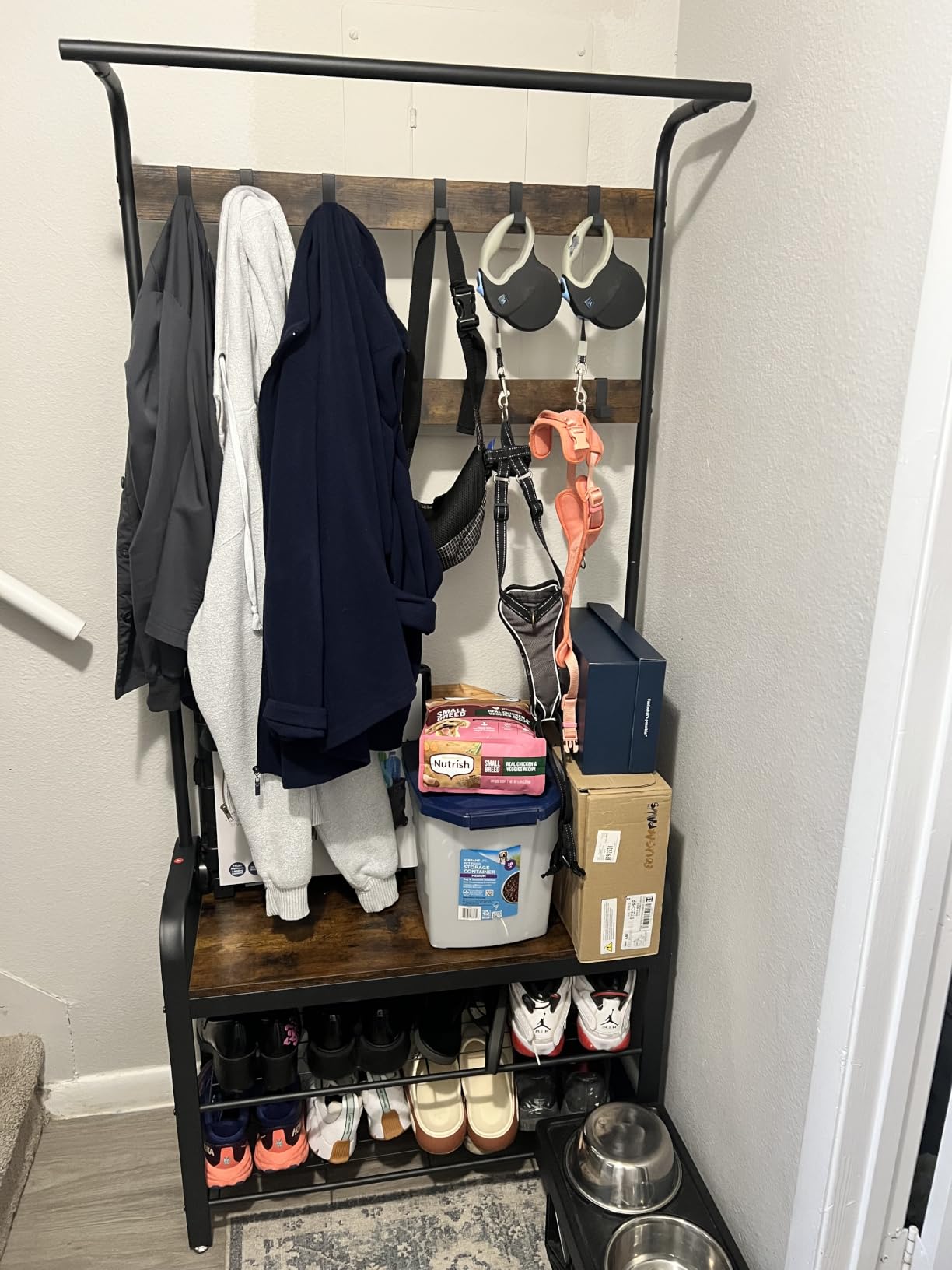 VASAGLE Coat Rack, Hall Tree with Shoe Bench for Entryway, Entryway Bench with Coat Rack, 4-in-1, with 9 Removable Hooks, a Hanging Rod, 13.3 x 28.3 x 72.1 Inches, Rustic Brown and Black UHSR40B customer photo 1