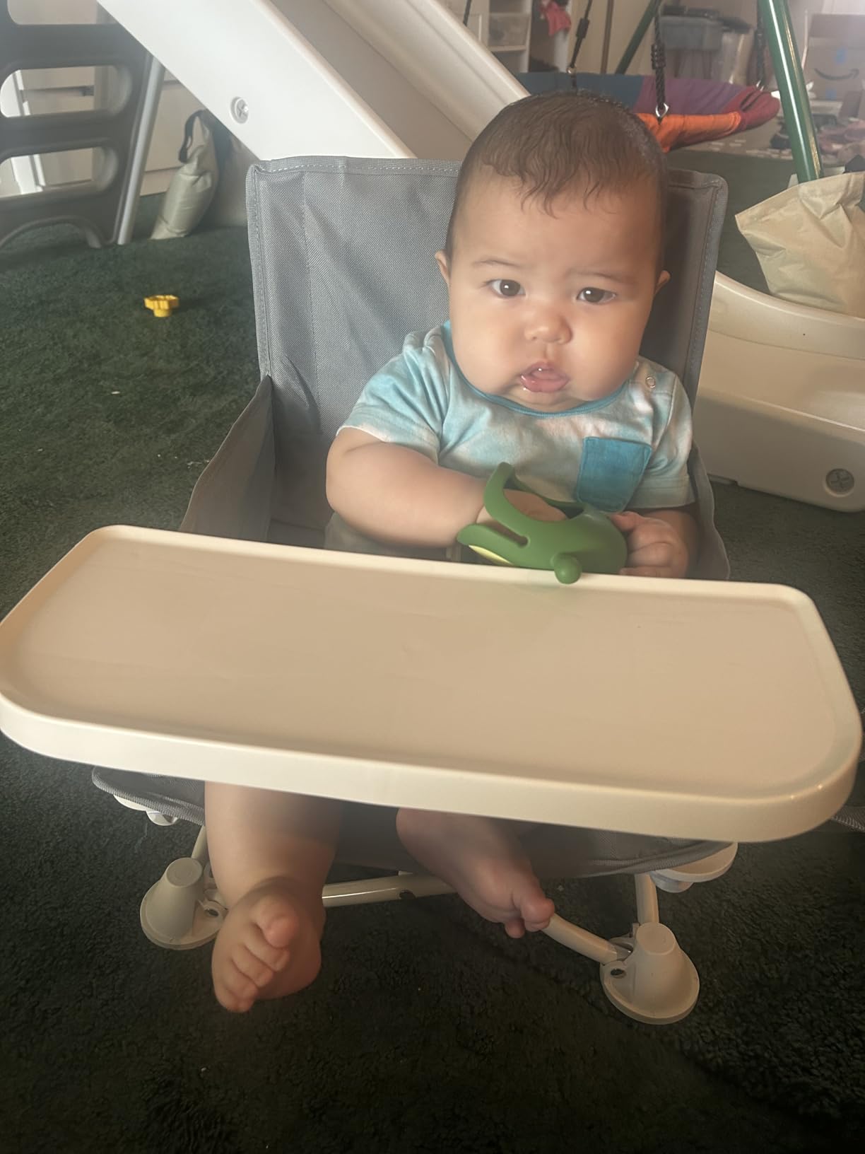 OmniBoost Booster Seat with Tray, Travel High Chair, Baby Chair, Teal customer photo 1