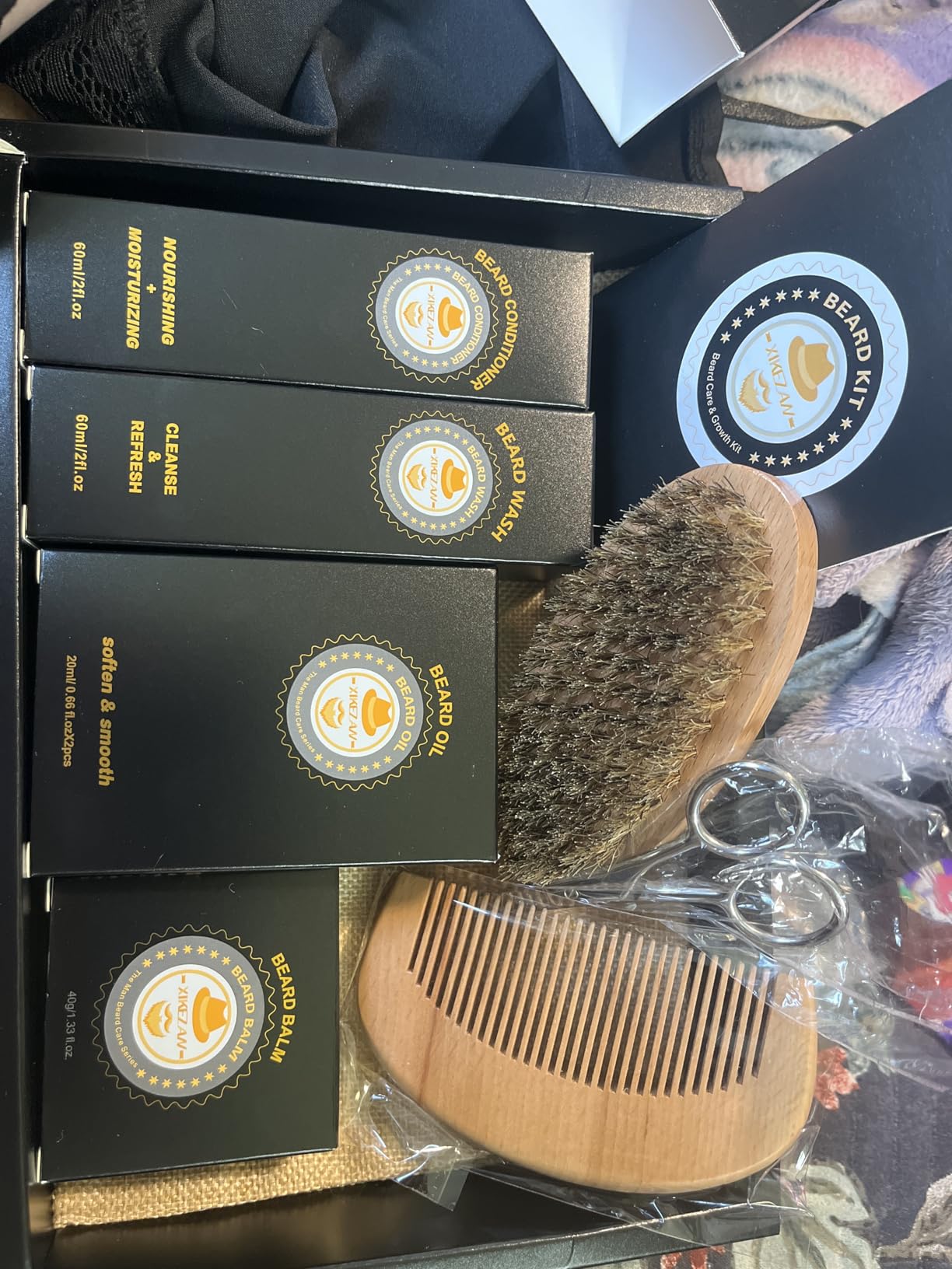 XIKEZAN Beard Kit Gifts for Men Beard Grooming/Care-Soften,Soothe Mustache customer photo 1