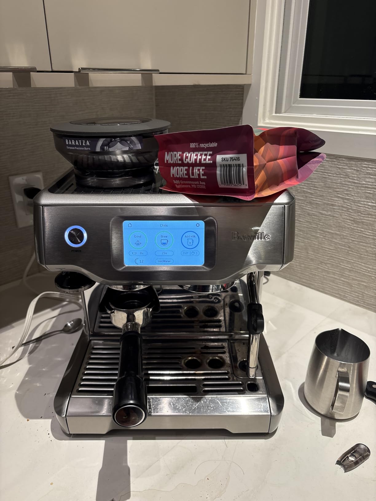 Breville BES880BSS Barista Touch Espresso Machine, Brushed Stainless Steel | Pull barista-quality espresso shots, lattes and cappuccinos at home with semi-automatic coffee maker with built-in grinder customer photo 2