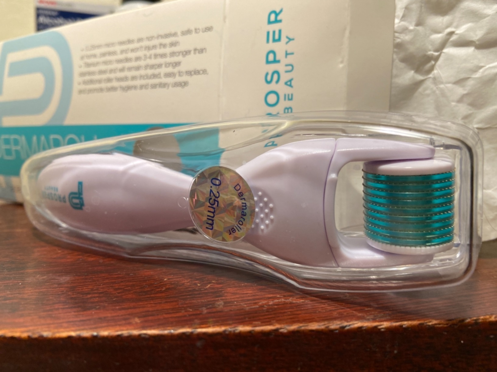 Derma Roller Microneedle 6 Piece Kit [DERMAROLL by Prosper Beauty] Face Roller with 4 Replaceable Heads Exfoliation Microdermabrasion Micro Derma Skin Care Tool Dermaplaning Microneedling customer photo 2