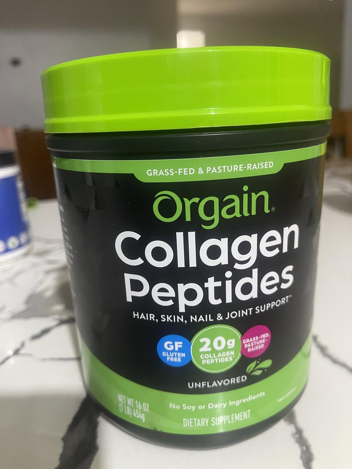 Orgain Hydrolyzed Collagen Peptides Powder For Women & Men, 20g Grass Fed Collagen, Unflavored - Hair, Skin, Nail, & Joint Support Supplement, Paleo & Keto, Non-GMO, Type I and III, 1lb | Grass fed collagen type I and III for women and men, supplement for hair, skin, nail, & joint support, paleo & keto, non-GMO customer photo 2