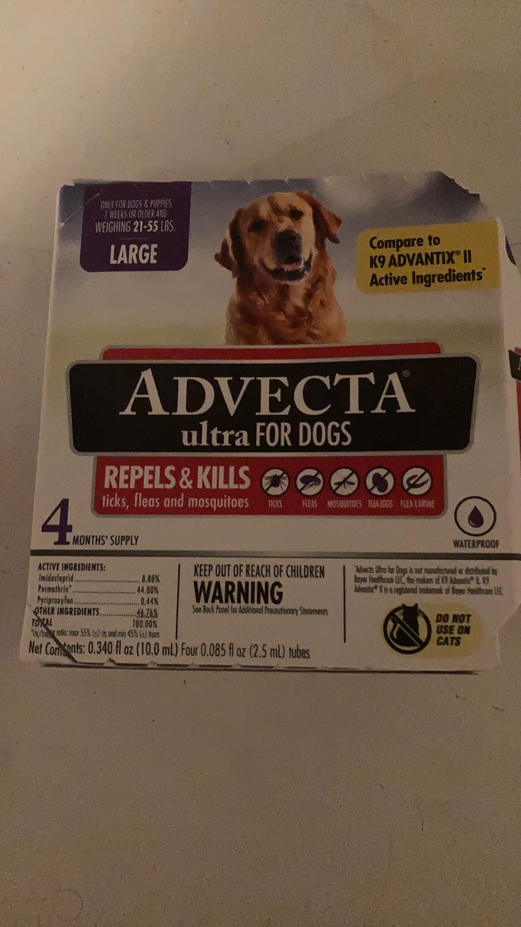 Advecta Ultra Flea and Tick Topical for Dogs 21-55 lbs, 4-Mo Supply customer photo 2