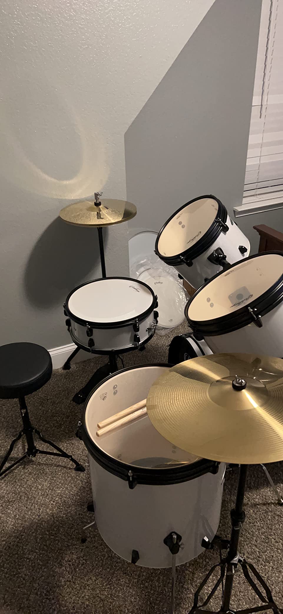 Ashthorpe 5-Piece Complete Full Size Adult Drum Set with Remo Batter Heads - Black customer photo 1