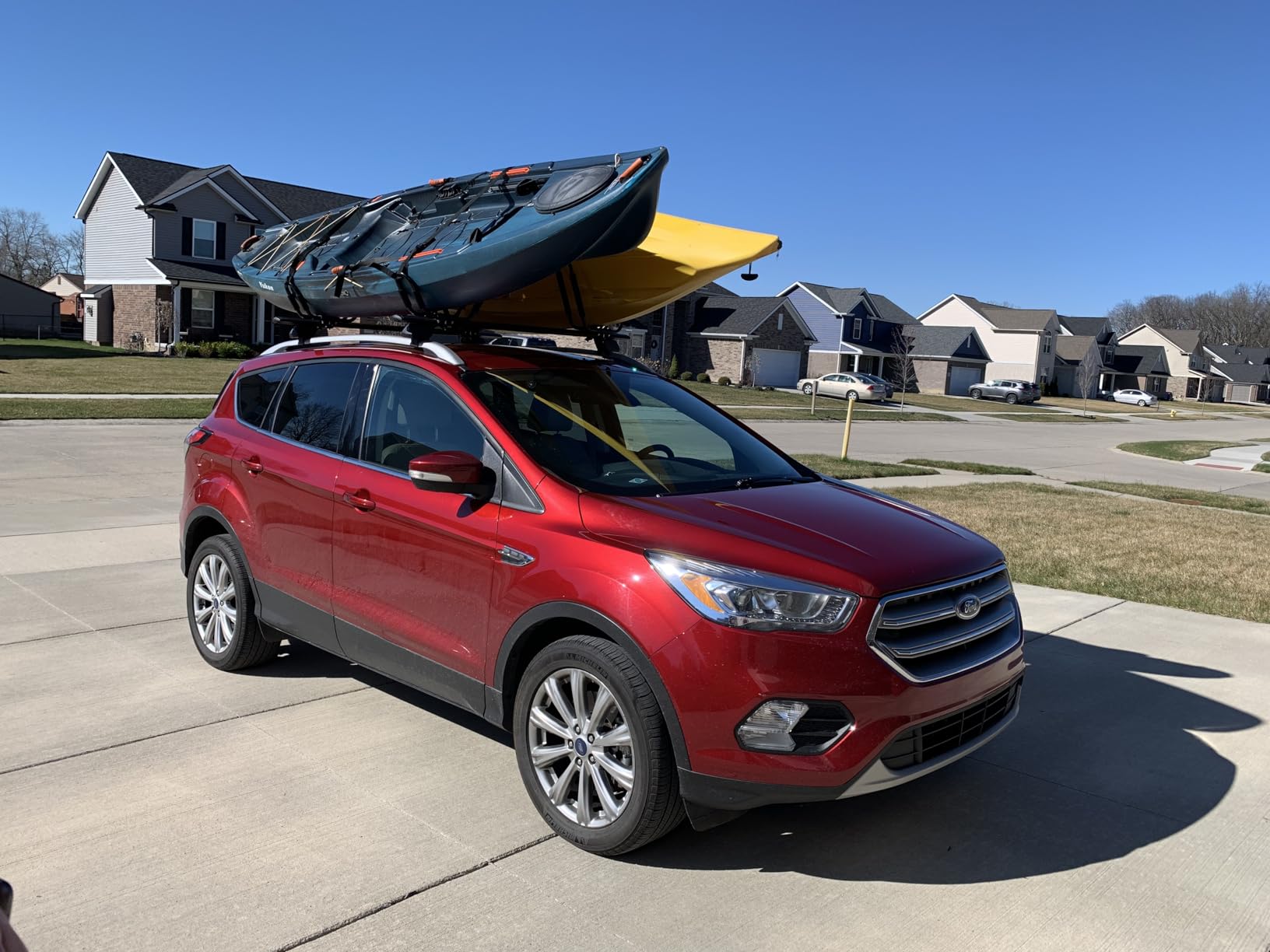 Leader Accessories Kayak Rack 2 Pair J Bar for 2 Kayaks, 150 lbs Capacity | Kayak Carrier for Canoe, SUP, Surfboard, Fits SUV Car Truck Crossbar with 4 Tie Down Straps, Rust-Resistant Powder Coating customer photo 2