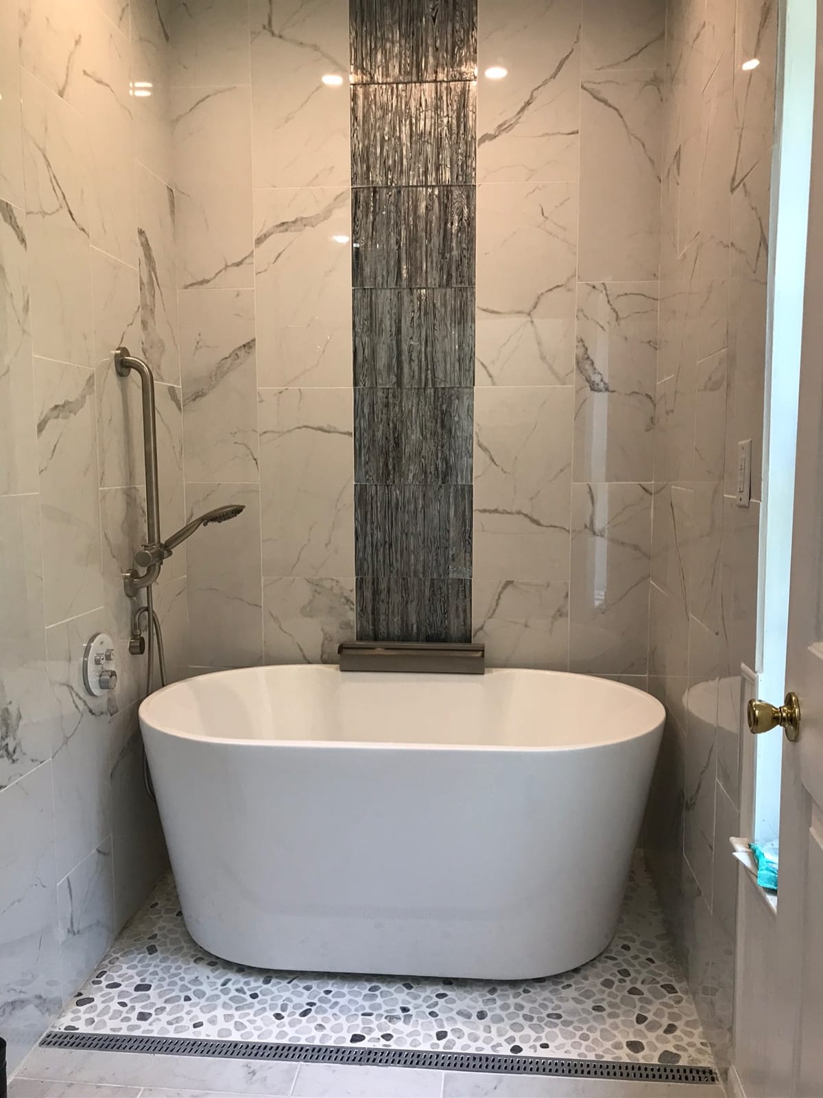 BRIGHT SHOWERS Slide Bar Shower Set with Handheld Shower Head, ADA-Compliant Stainless Steel Grab Bar, Adjustable Height and 69-Inch Hose, Brushed Nickel customer photo 2