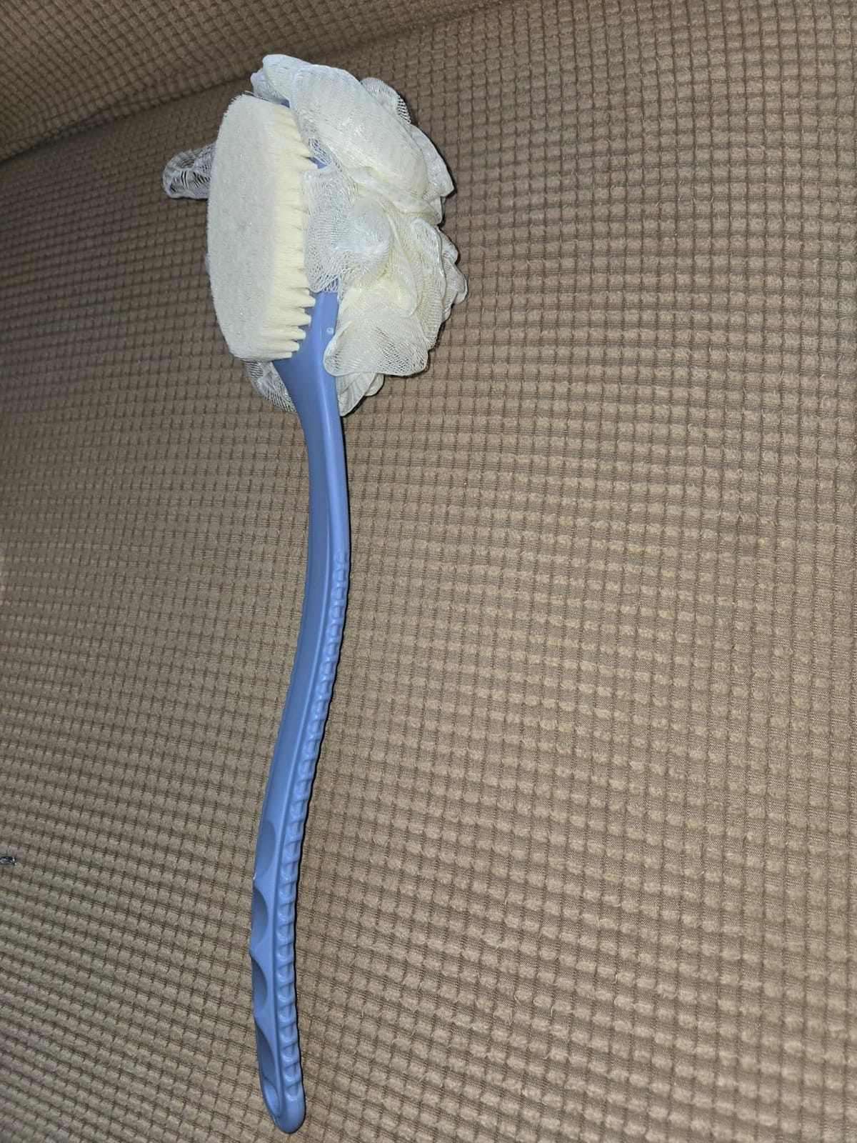 Shower Body Brush Bristles & Mesh Loofah Sponge,Curved Handle Back Scrubber customer photo 2