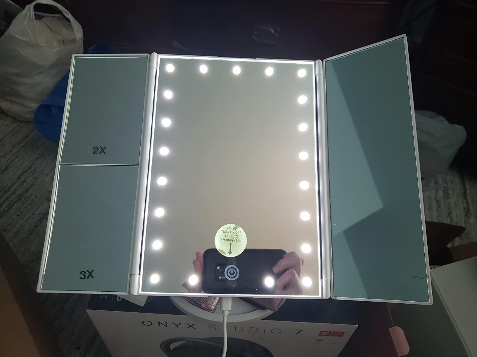 FASCINATE Trifold Vanity Mirror with Lights, Make up Mirror with Lighting customer photo 1