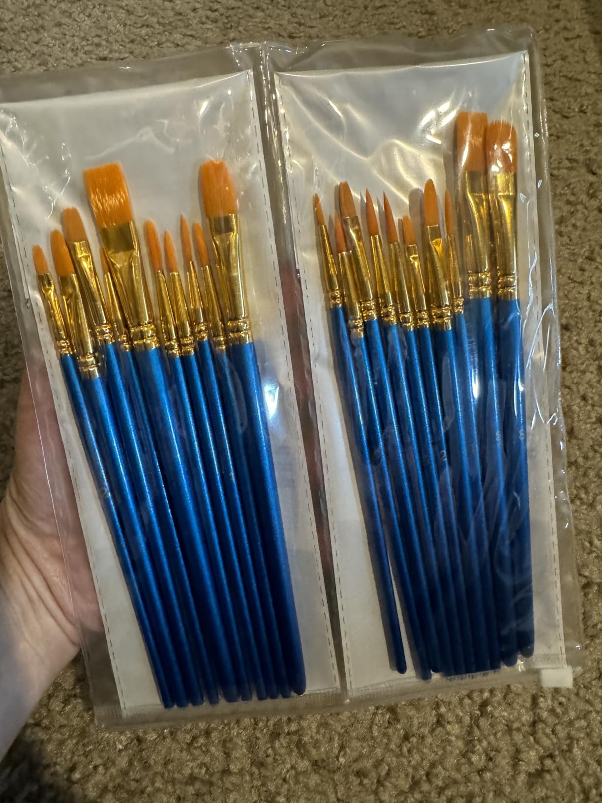 BOSOBO Paint Brushes Set, 20 Pcs Small Paint Brush Kit Round Flat Tip Nylon Hair, for Acrylic Painting, Watercolor, Oil Painting, Kids Face Nail Art Canvas Rock Craft, Art Supplies, Blue customer photo 1