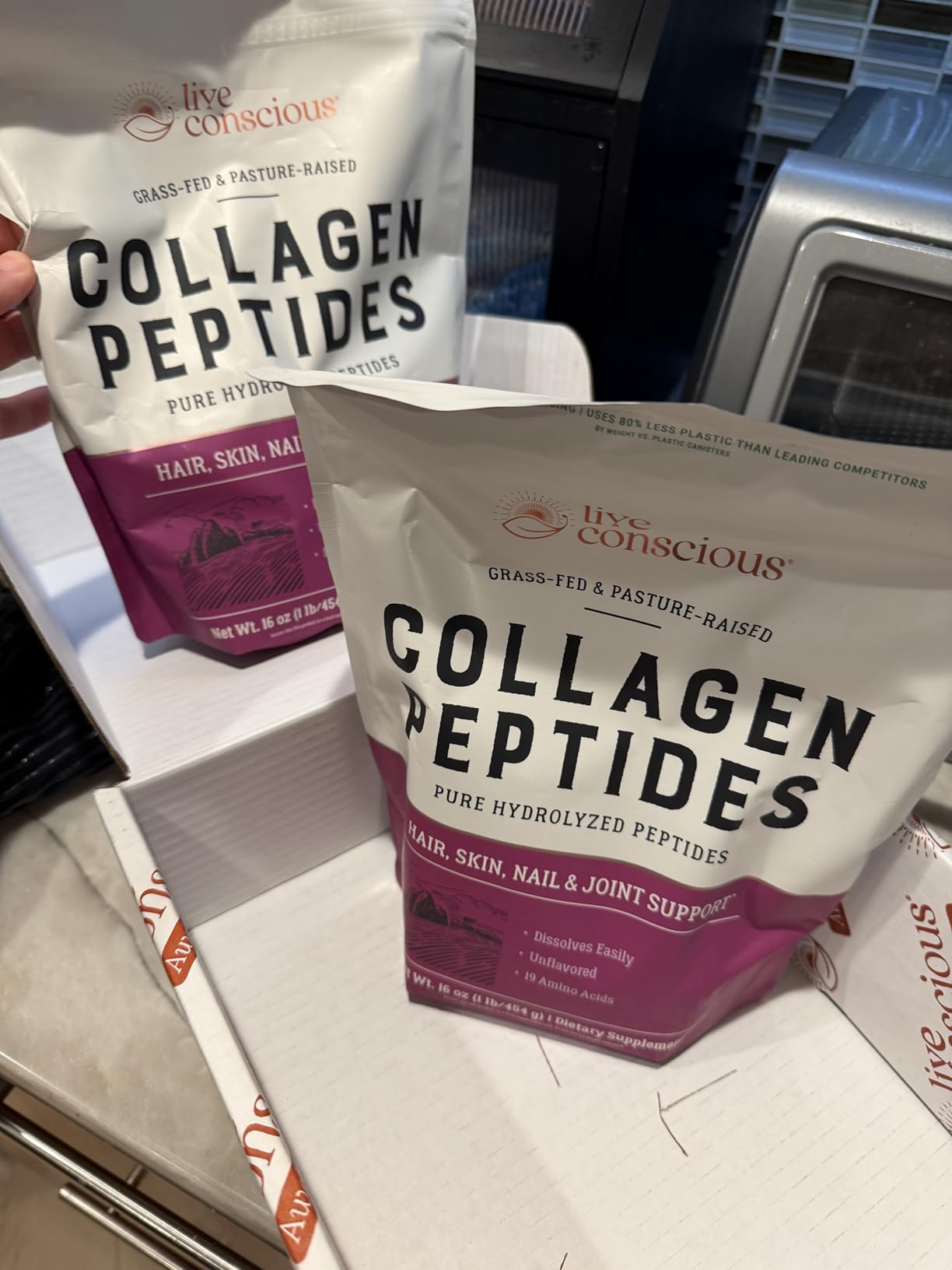 Live Conscious Collagen Peptides Powder - Naturally-Sourced Hydrolyzed Collagen Powder - Hair, Skin, Nail, and Joint Support - Type I & III Grass-Fed Collagen Supplements for Women and Men - 16oz | Naturally-Sourced Hydrolyzed Collagen, Hair, Skin, Nail, and Joint Support, Type I & III Grass-Fed, For Women and Men customer photo 1
