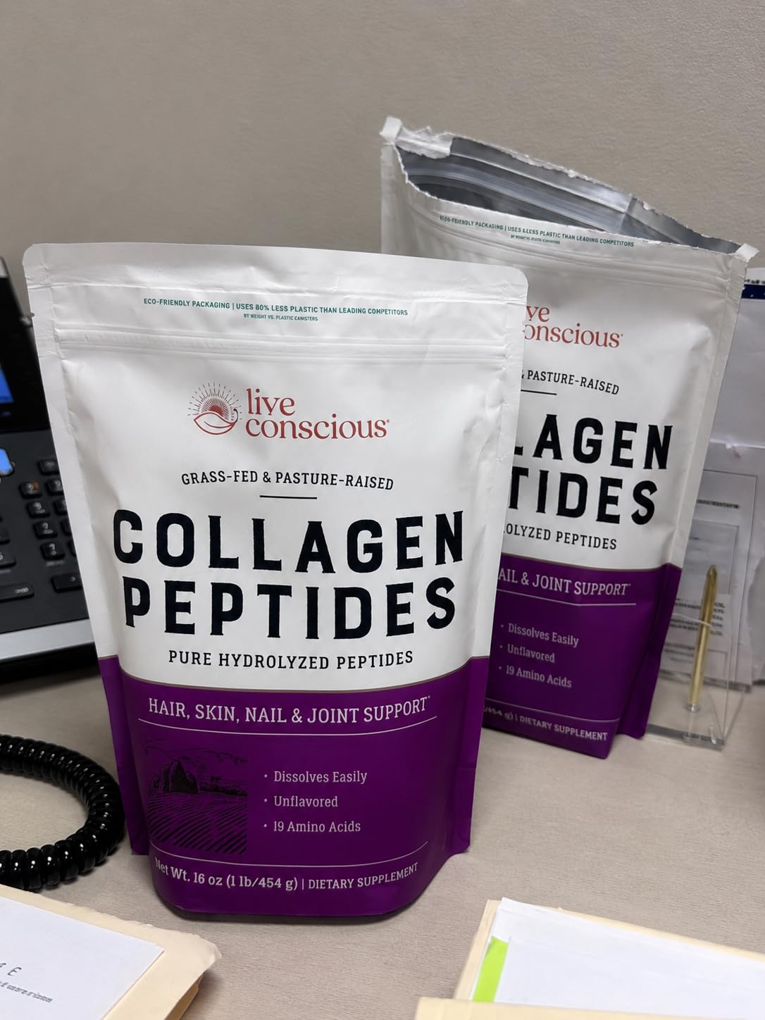 Live Conscious Collagen Peptides Powder - Naturally-Sourced Hydrolyzed Collagen Powder - Hair, Skin, Nail, and Joint Support - Type I & III Grass-Fed Collagen Supplements for Women and Men - 16oz | Naturally-Sourced Hydrolyzed Collagen, Hair, Skin, Nail, and Joint Support, Type I & III Grass-Fed, For Women and Men customer photo 2