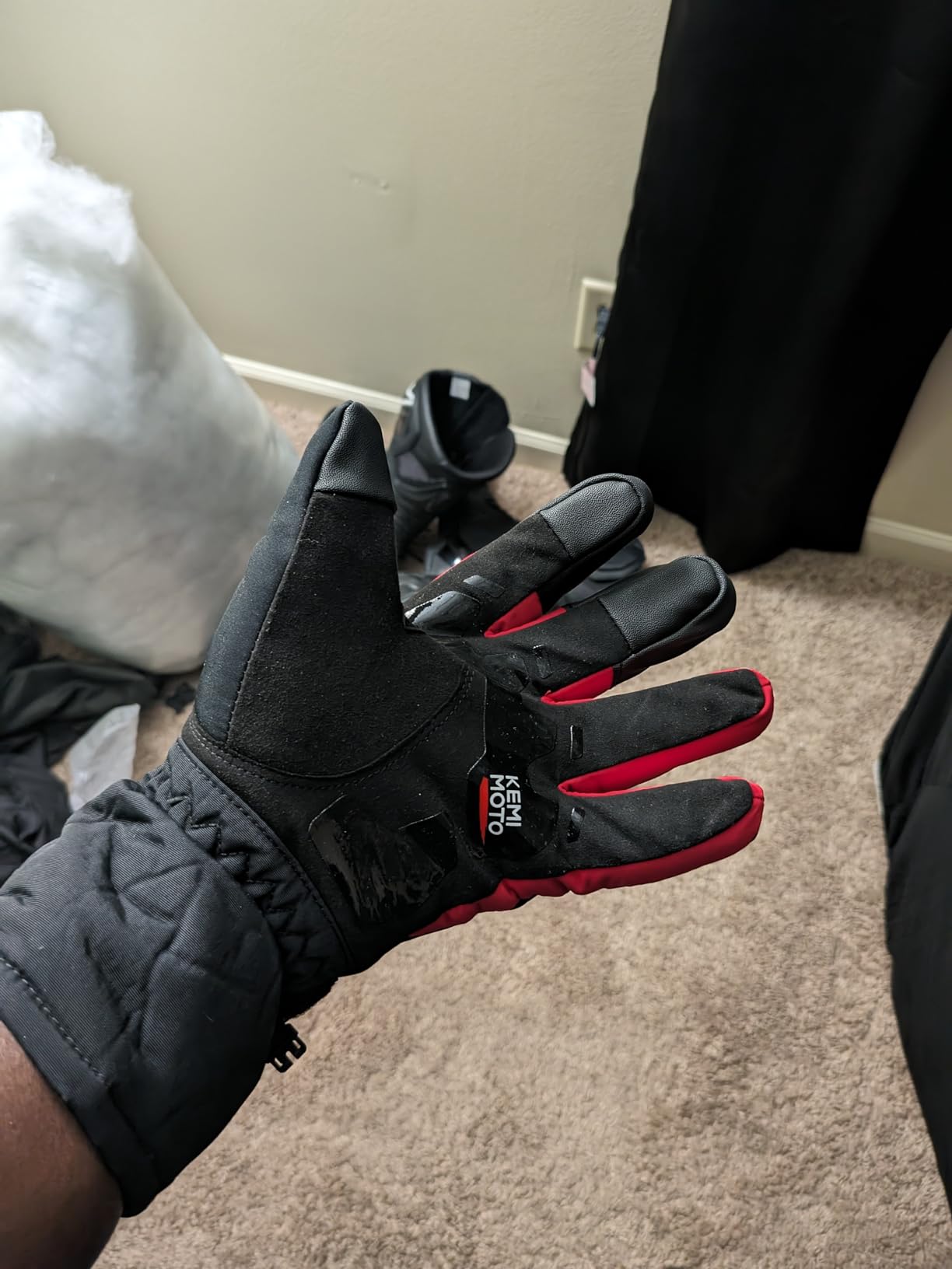 KEMIMOTO Winter Motorcycle Gloves, CE Certified (EN 13594), Waterproof Rainproof Touchscreen Gloves with PVC Armor for ATV UTV Snowmobile, Black L customer photo 1
