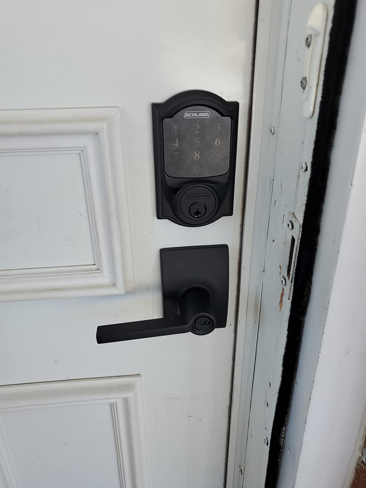 Schlage Connect Smart Deadbolt Lock with Century Trim, Satin Nickel | Touchscreen keypad deadbolt, Z-Wave Plus smart lock, Ring alarm compatible, Easy install, BE469 customer photo 1