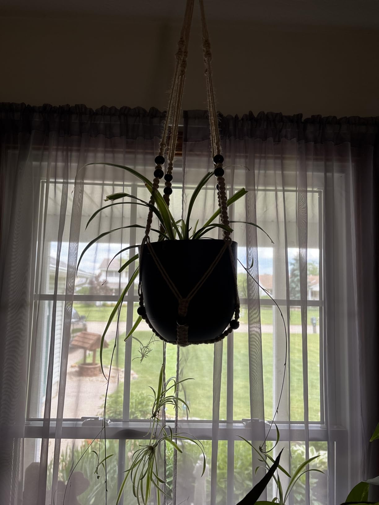 Mkono Macrame Plant Hanger Indoor 35 Inch Hanging Planter Basket Ivory 1Pc customer photo 2