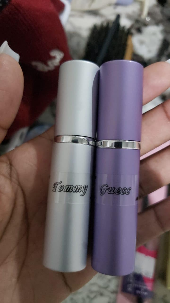 Refillable Travel Perfume Atomizer Bottles, 3 Pcs 6ml, Mini Portable Spray Bottles for Perfume Aftershave, Empty Travel Bottles with Funnel (Pink, Silver, Purple) customer photo 1