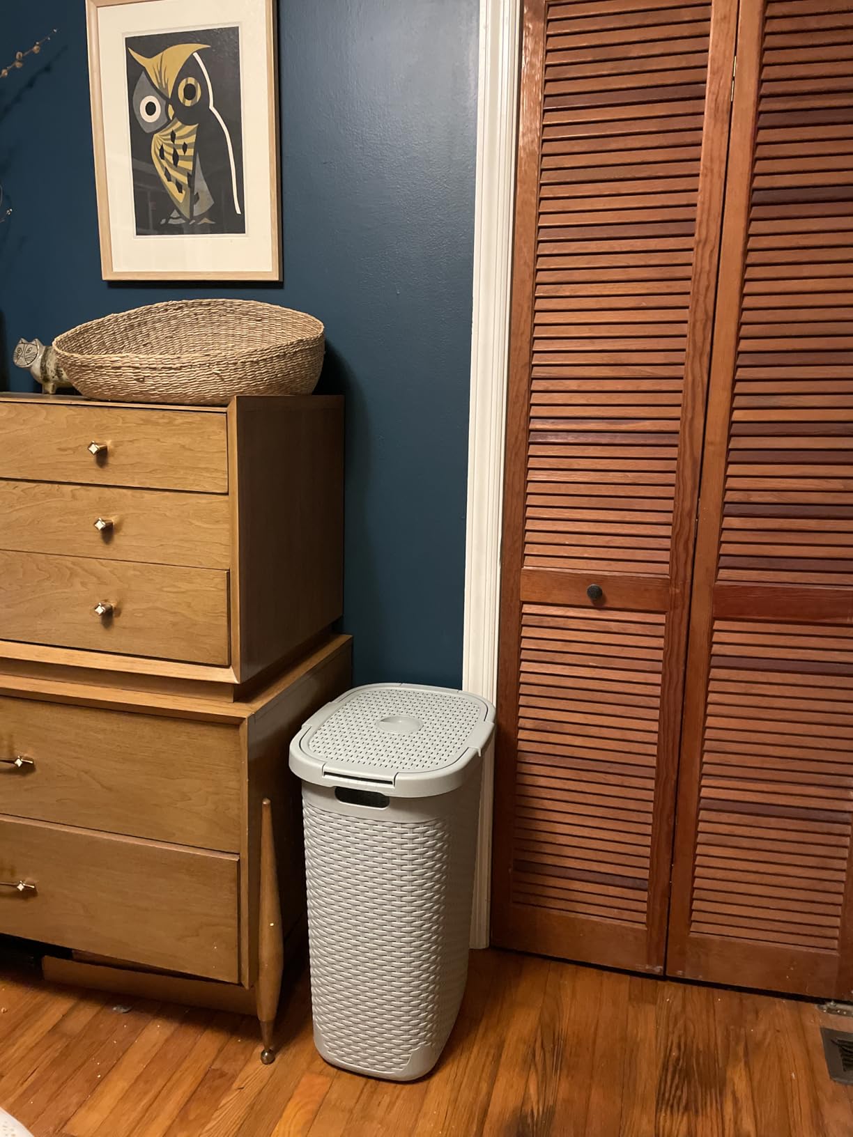 Mind Reader Slim Laundry Hamper with Lid, 60L Tall Clothes Basket, Narrow Tapered Design for Bathrooms, Closets and Laundry Rooms, Plastic, Ivory customer photo 2