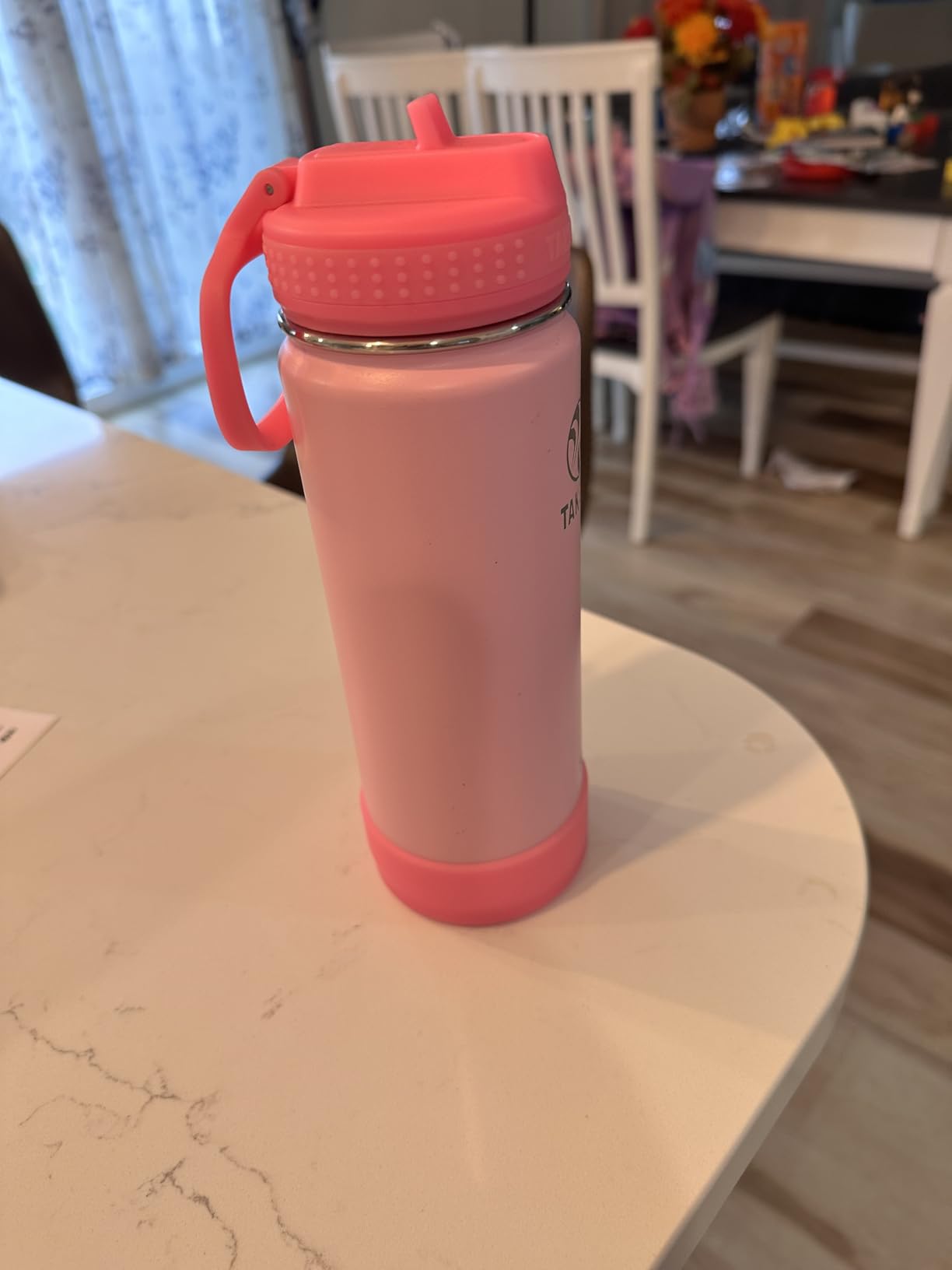 Takeya Actives Kids Water Bottle 14 oz Stainless Steel Double Wall Insulation BPA-Free Leakproof Straw Lid Easy Carry Handle Reusable Ideal for Boys and Girls, School, Sports - Blush customer photo 2