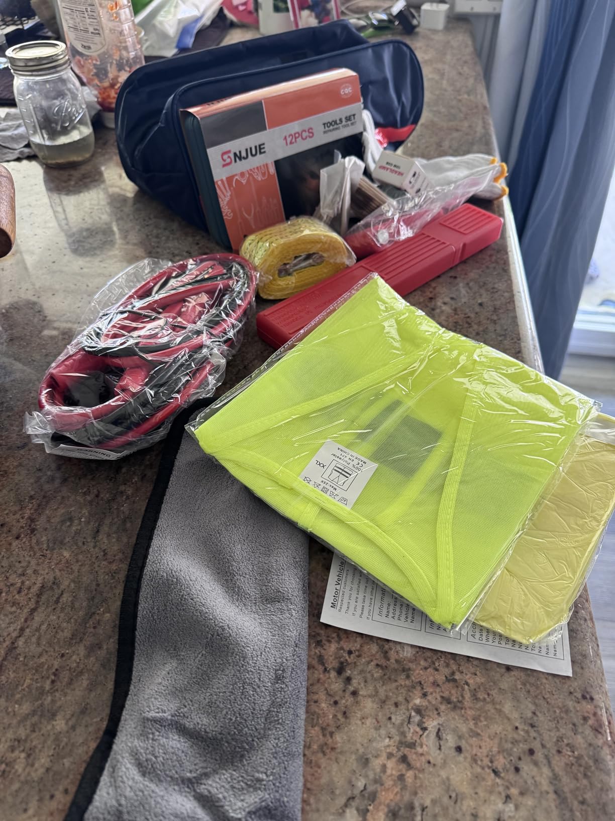 HAIPHAIK Car Emergency Kit with 11.8ft Jumper Cables, Roadside Safety Kit customer photo 1