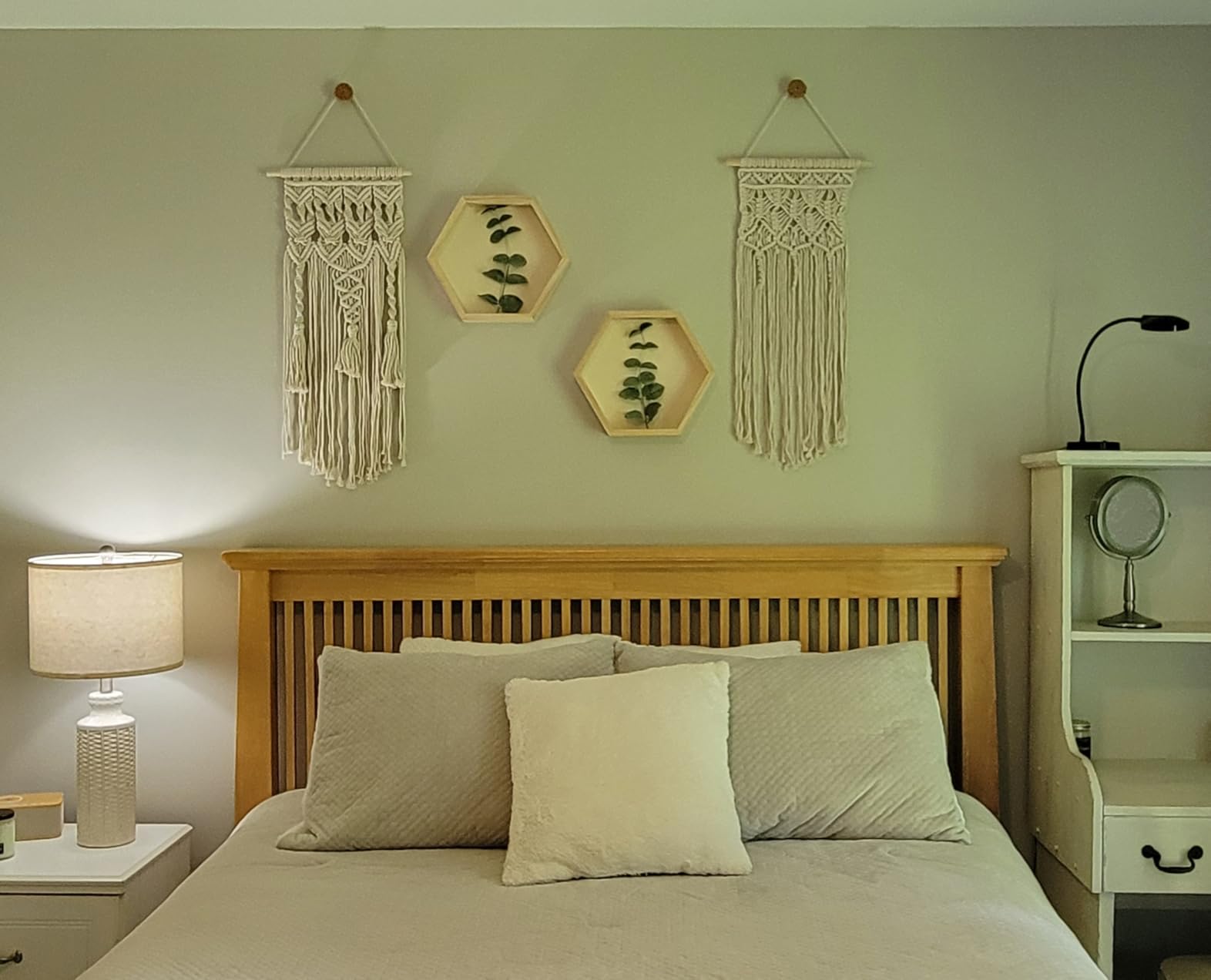 Mkono 2 Pcs Macrame Wall Hanging, Boho Woven Chic Tapestry Decor, Ivory customer photo 1