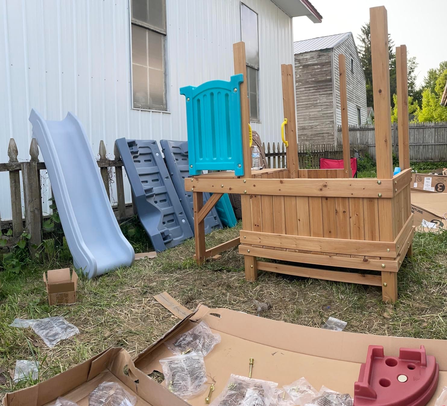 Step2 Woodland Adventure Playhouse & Slide, Kids Outdoor Playset, Backyard Playground Set, Swings, Storage Drawer, Made of Wood & Durable Plastic, Outside Jungle Gym, for Children 3-8 Years Old customer photo 2