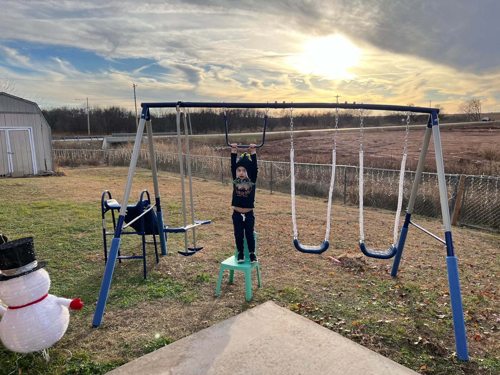 Sportspower Arcadia Metal Swing Set for Kids – Trapeze, 2-Person Glider, 5ft Slide, Anchor Kit, 6.1ft Durable Steel Frame – Outdoor Backyard Playset with 600 lbs Capacity customer photo 2