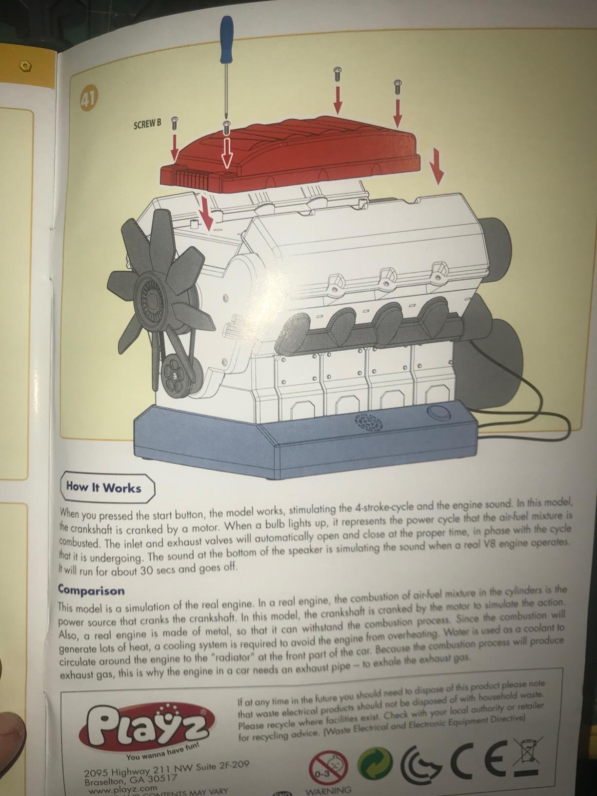 Playz Large V8 Engine Model Kit Build Your Own Mini V8 Engine kit that Runs customer photo 1